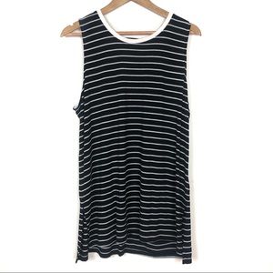 Athleta Black and White Striped Tank Top Blouse